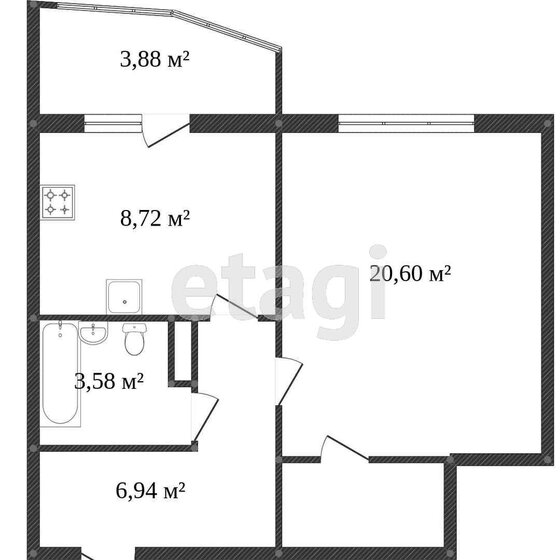 40,7 м², 1-комнатная квартира 3 600 000 ₽ - изображение 1