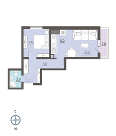 42,2 м², 1-комнатная квартира 2 290 000 ₽ - изображение 110