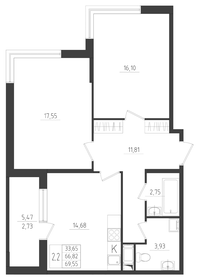 69,6 м², 2-комнатная квартира 11 406 200 ₽ - изображение 3