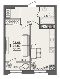 36,8 м², 1-комнатная квартира 3 528 000 ₽ - изображение 12