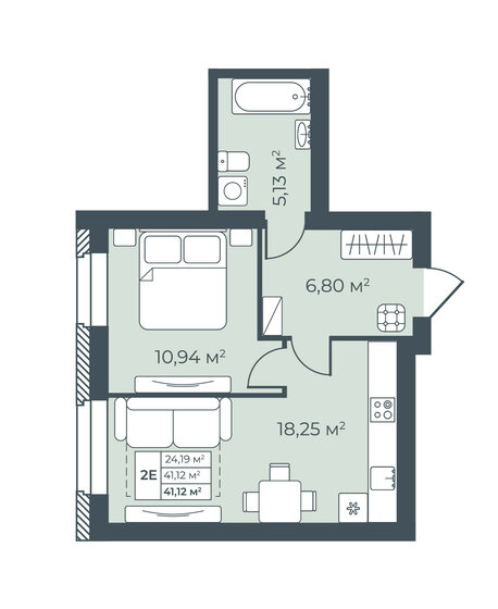 41,1 м², 2-комнатная квартира 3 330 040 ₽ - изображение 1