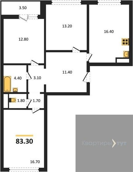 83,3 м², 3-комнатная квартира 7 031 937 ₽ - изображение 1