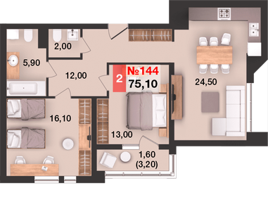 52 м², 2-комнатная квартира 8 300 000 ₽ - изображение 57