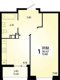 Квартира 37,8 м², 1-комнатная - изображение 1