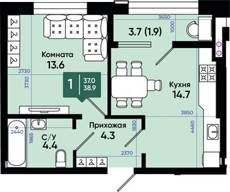 40,2 м², 1-комнатная квартира 4 261 200 ₽ - изображение 36