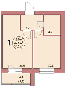 34,2 м², 1-комнатная квартира 2 850 000 ₽ - изображение 19