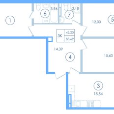 Квартира 83,7 м², 3-комнатная - изображение 2