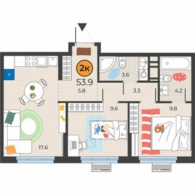 52 м², 2-комнатная квартира 5 700 000 ₽ - изображение 76