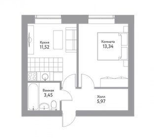 34,4 м², 1-комнатная квартира 3 199 200 ₽ - изображение 27