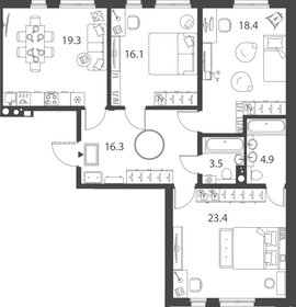 Квартира 101,9 м², 3-комнатная - изображение 1