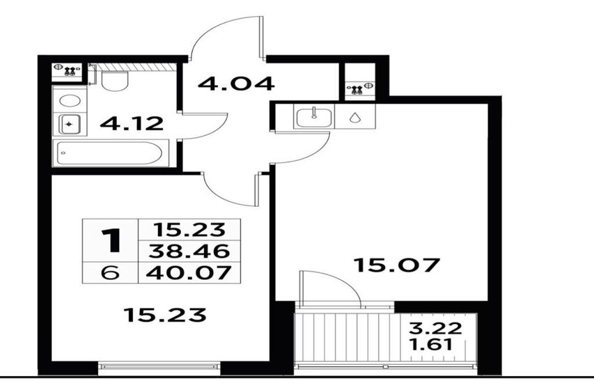 40,1 м², 1-комнатная квартира 11 999 999 ₽ - изображение 1