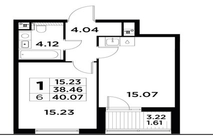 Квартира 40,1 м², 1-комнатная - изображение 1