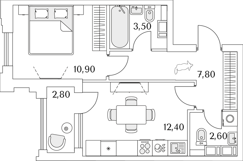 38,6 м², 1-комнатная квартира 9 370 827 ₽ - изображение 1