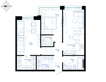 Квартира 70,3 м², 1-комнатная - изображение 3