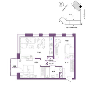 Квартира 56,1 м², 3-комнатная - изображение 1