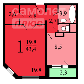 19,3 м², комната 2 200 000 ₽ - изображение 34