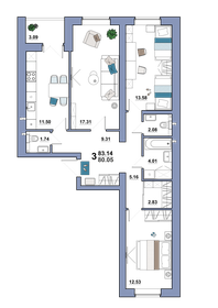 80,3 м², 3-комнатная квартира 6 900 000 ₽ - изображение 48