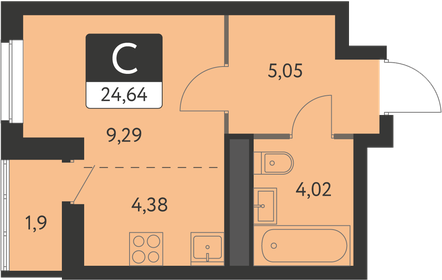 23,4 м², квартира-студия 3 463 000 ₽ - изображение 27