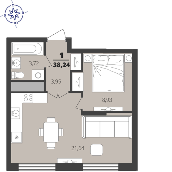 38,2 м², 1-комнатная квартира 5 140 160 ₽ - изображение 27