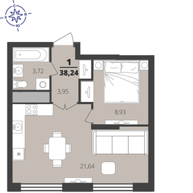36,8 м², 1-комнатная квартира 4 736 560 ₽ - изображение 34