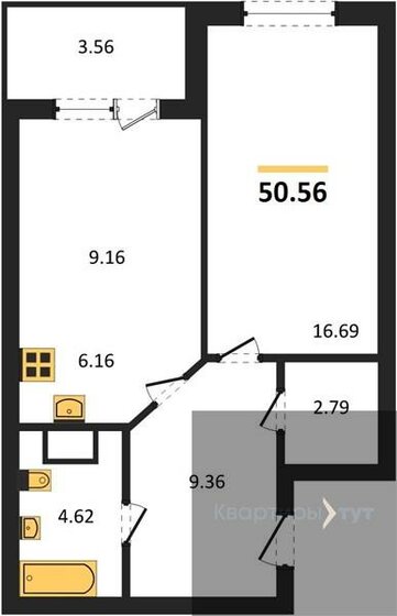 50,6 м², 1-комнатная квартира 6 830 656 ₽ - изображение 1