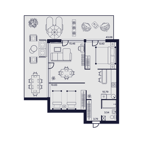 Квартира 96,9 м², 3-комнатные - изображение 1