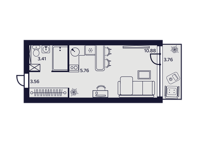 Квартира 27,4 м², 1-комнатные - изображение 1