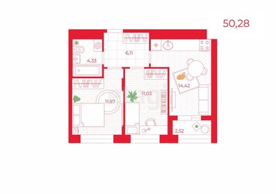 Квартира 50,3 м², 2-комнатная - изображение 1