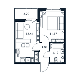31,1 м², 1-комнатная квартира 4 500 000 ₽ - изображение 106