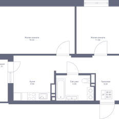 Квартира 53,1 м², 2-комнатная - изображение 3