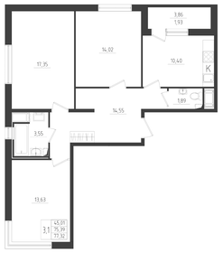 76,8 м², 3-комнатная квартира 8 500 000 ₽ - изображение 43