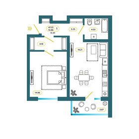 45 м², 1-комнатная квартира 4 700 000 ₽ - изображение 87