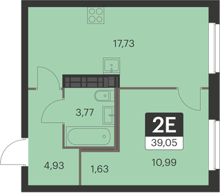 Квартира 39,1 м², 1-комнатная - изображение 1