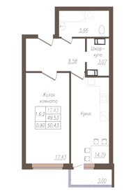 Квартира 50,4 м², 1-комнатная - изображение 1