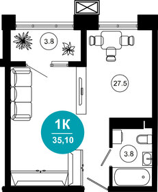 35,1 м², 1-комнатные апартаменты 32 292 000 ₽ - изображение 12