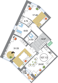 96,9 м², 2-комнатная квартира 21 805 000 ₽ - изображение 68