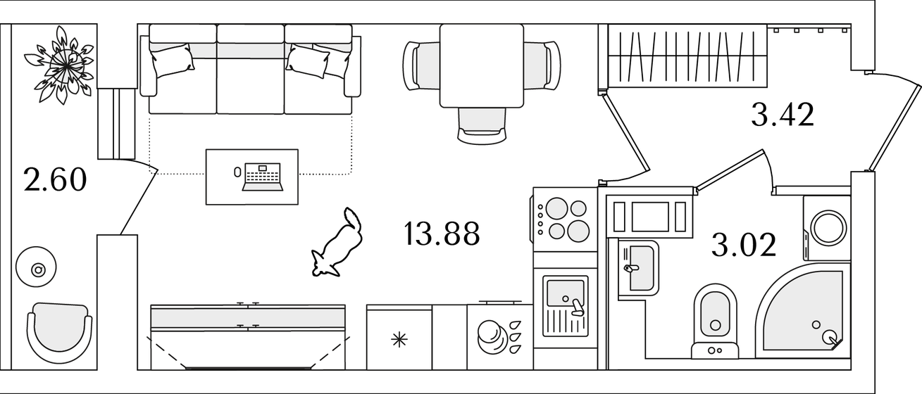 21,6 м², квартира-студия 5 733 415 ₽ - изображение 1