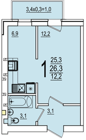 32,7 м², 1-комнатная квартира 3 000 000 ₽ - изображение 96
