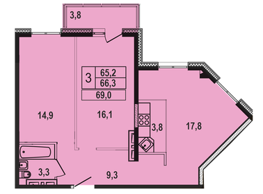 69 м², 3-комнатная квартира 7 038 000 ₽ - изображение 17