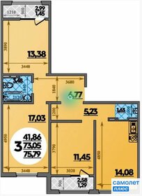 Квартира 75,8 м², 3-комнатная - изображение 1