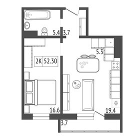 Квартира 52,3 м², 2-комнатная - изображение 2