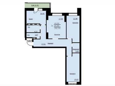 84 м², 3-комнатная квартира 8 950 000 ₽ - изображение 78