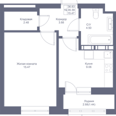 Квартира 36,8 м², 1-комнатная - изображение 3