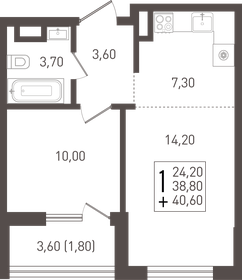 40,1 м², 1-комнатная квартира 5 373 400 ₽ - изображение 53