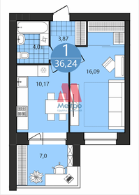 Квартира 36,2 м², 1-комнатная - изображение 1