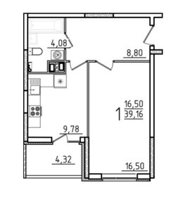 Квартира 44 м², 1-комнатная - изображение 1