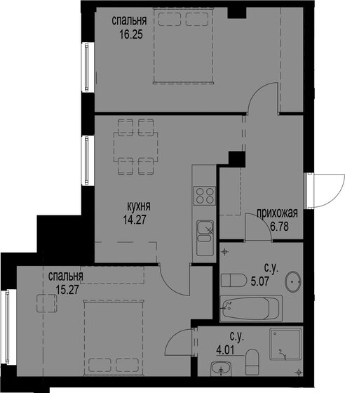 61,7 м², 2-комнатная квартира 24 650 000 ₽ - изображение 1