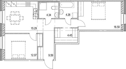 Квартира 66,5 м², 2-комнатная - изображение 1