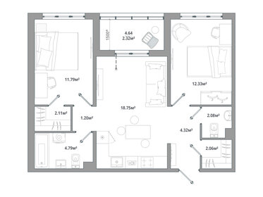 61,8 м², 2-комнатная квартира 10 065 250 ₽ - изображение 46