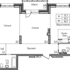 Квартира 86,9 м², 3-комнатная - изображение 3